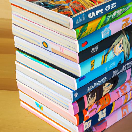 Một bức ảnh về một đống sách truyện tranh với các bìa sắc màu tươi sáng, đại diện cho sự đa dạng của truyện tranh đam mỹ.