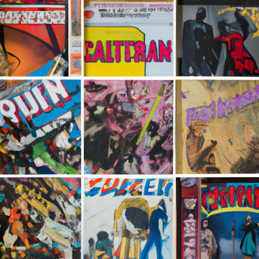 Một bức ảnh ghép bao gồm các bìa truyện tranh tiêu biểu của các thể loại truyện tranh Mỹ phổ biến như siêu anh hùng, kinh dị, phiêu lưu và tình cảm.
