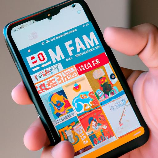 Một người cầm điện thoại thông minh với ứng dụng Fecomic mở, hiển thị các truyện Manhua Đam Mỹ khác nhau để đọc.
