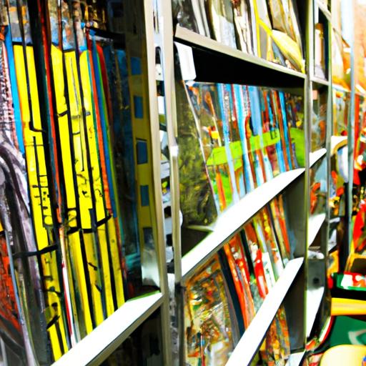 Cửa hàng truyện tranh sống động với kệ sách đầy đủ các bộ truyện tranh vip đa dạng.