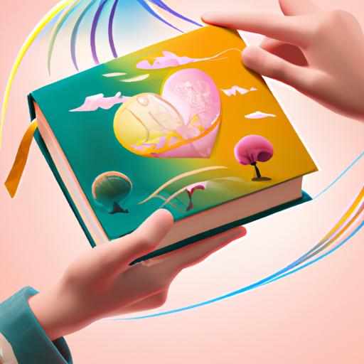 Hai bàn tay cầm một quyển sách hình trái tim với những minh họa đầy màu sắc, tượng trưng cho những yếu tố thu hút độc giả trong truyện đam mỹ Trung Quốc.