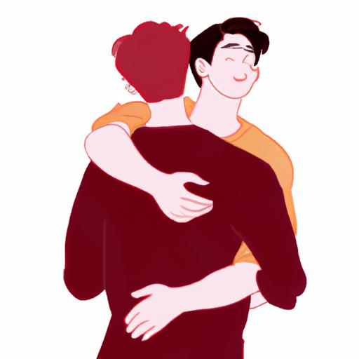 Hình minh họa hai nhân vật nam ôm nhau một cách lãng mạn.