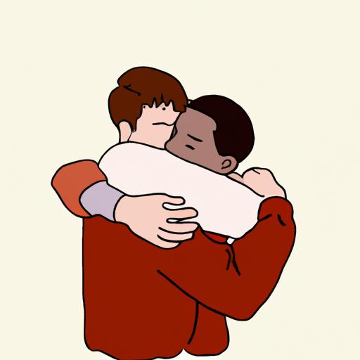 Hình minh họa hai nhân vật nam ôm nhau.