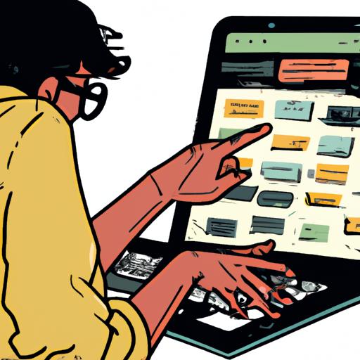 Hình minh họa một người tìm kiếm truyện tranh trên máy tính xách tay