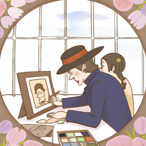 Một họa sĩ đang vẽ một cảnh tình yêu lãng mạn cho một truyện tranh BL cổ trang.