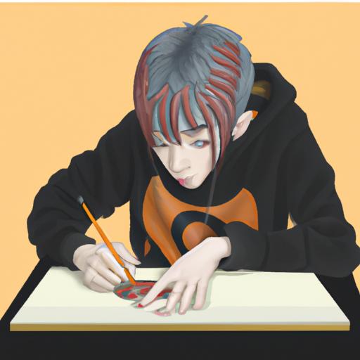 Một nghệ sĩ vẽ một nhân vật manga