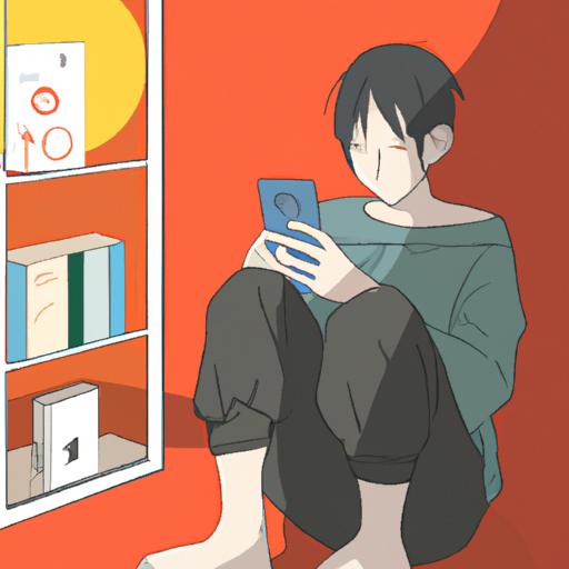 Một người ngồi ở một góc nhỏ ấm cúng, đắm chìm trong việc đọc truyện tranh đam mỹ trực tuyến.