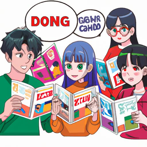 Một nhóm người đang đọc truyện manga