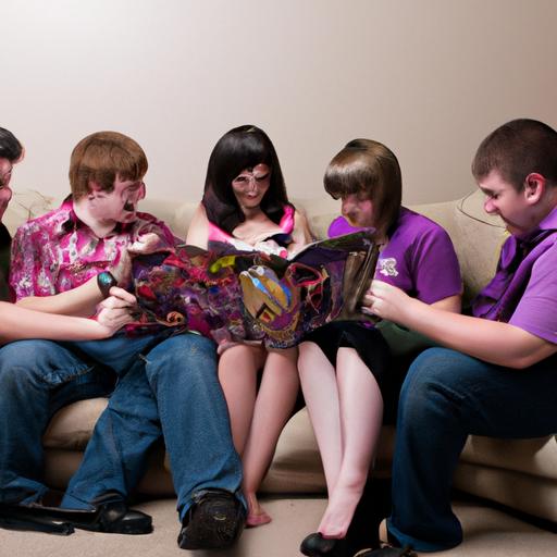 Một nhóm thanh niên đang đọc truyện tranh cùng nhau.
