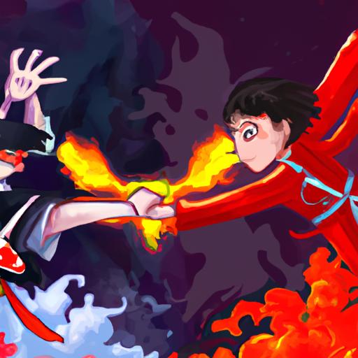Tranh minh họa cho manga 'Hồng Hớt' với nhân vật chính đang trong cuộc chiến khốc liệt.
