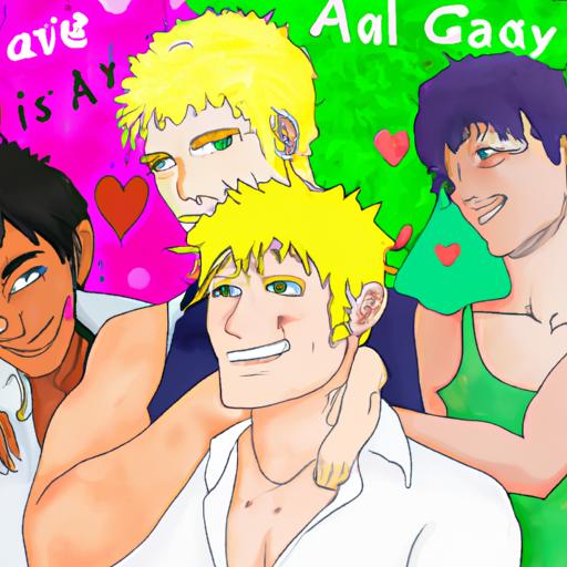 Minh họa đầy màu sắc miêu tả các nhân vật từ những câu chuyện anime gay khác nhau.